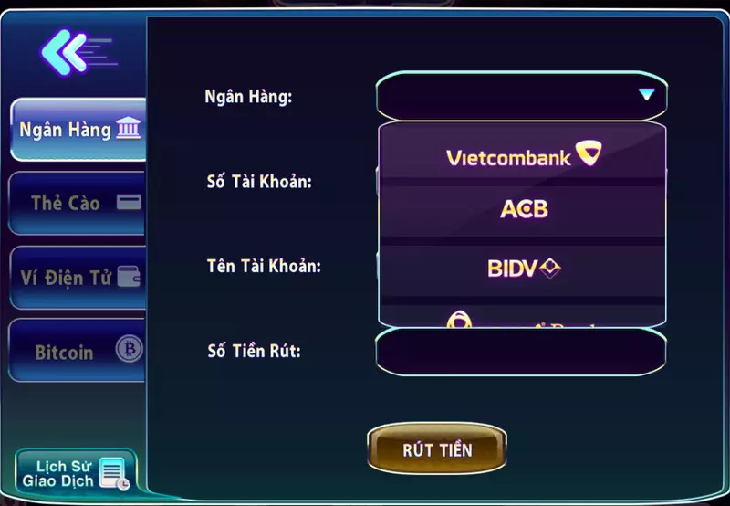 Hoàn tất rút tiền với đa dạng hình thức thanh toán tại cổng game